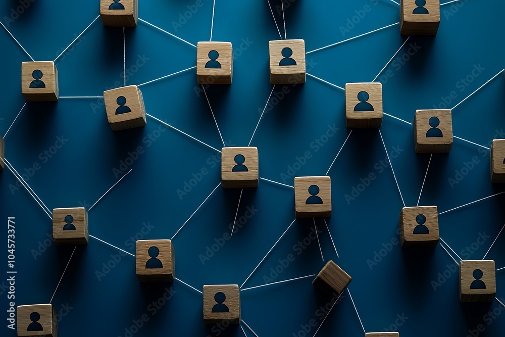 Connected Wooden Blocks with Person Symbols - Team Network Connected Wooden Blocks with Person Symbols - Team Network