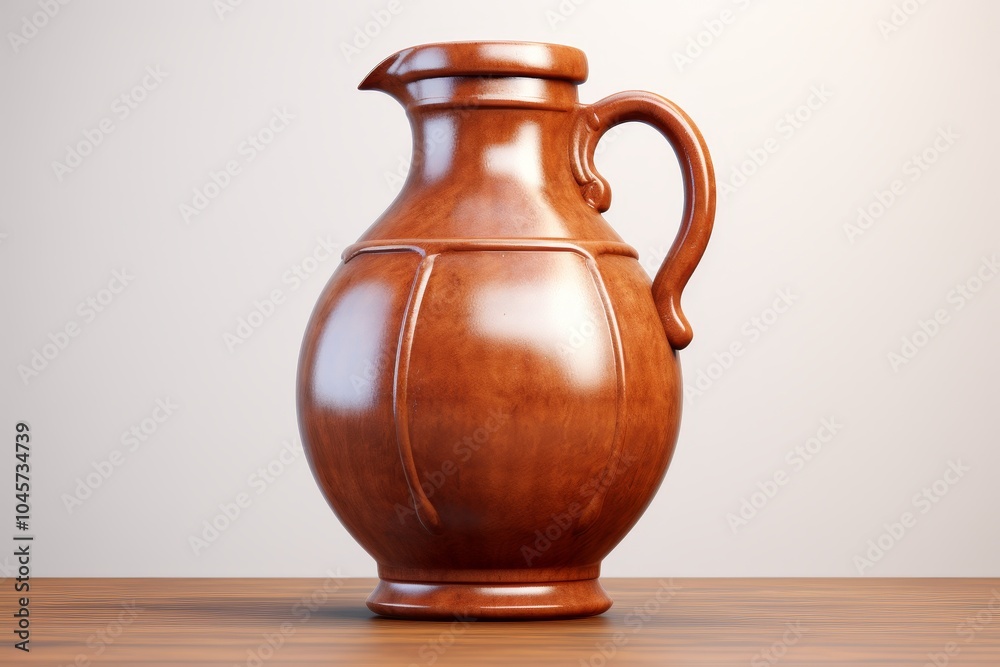 Elegant gradient jug design light to dark brown with highlights and shadows on a clean background Elegant gradient jug design light to dark brown with highlights and shadows on a clean background