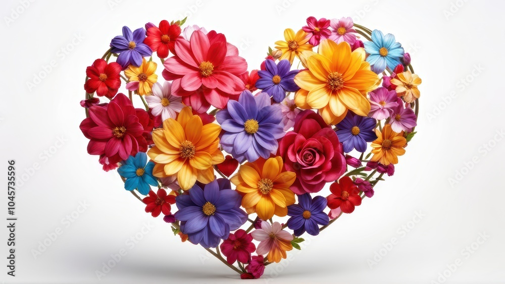 A heart-shaped arrangement of vibrant flowers symbolizing love and beauty. A heart-shaped arrangement of vibrant flowers symbolizing love and beauty.