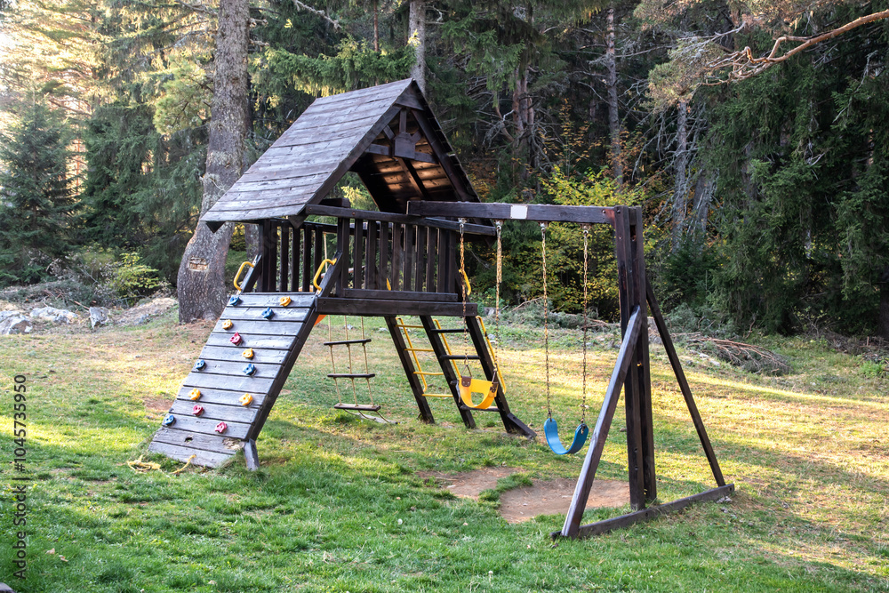 Playground in the park at the beginning of the spring season. Playground in the park at the beginning of the spring season.