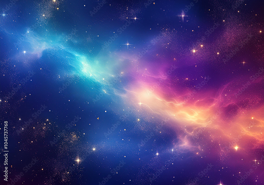 Naklejka premium Cosmic nebula, starry night, deep space, gradient background, abstract art