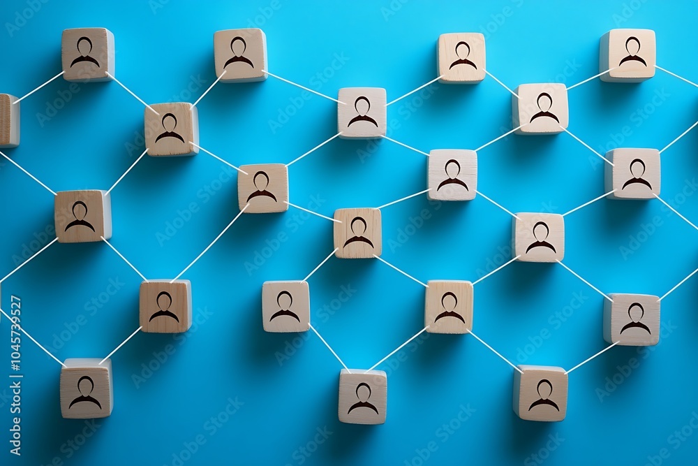 Interconnected Wooden Blocks with Person Symbols - Network Design Interconnected Wooden Blocks with Person Symbols - Network Design
