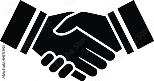 Handshake Icon, Handshake Silhouette Vector, Business Agreement Handshake Vector