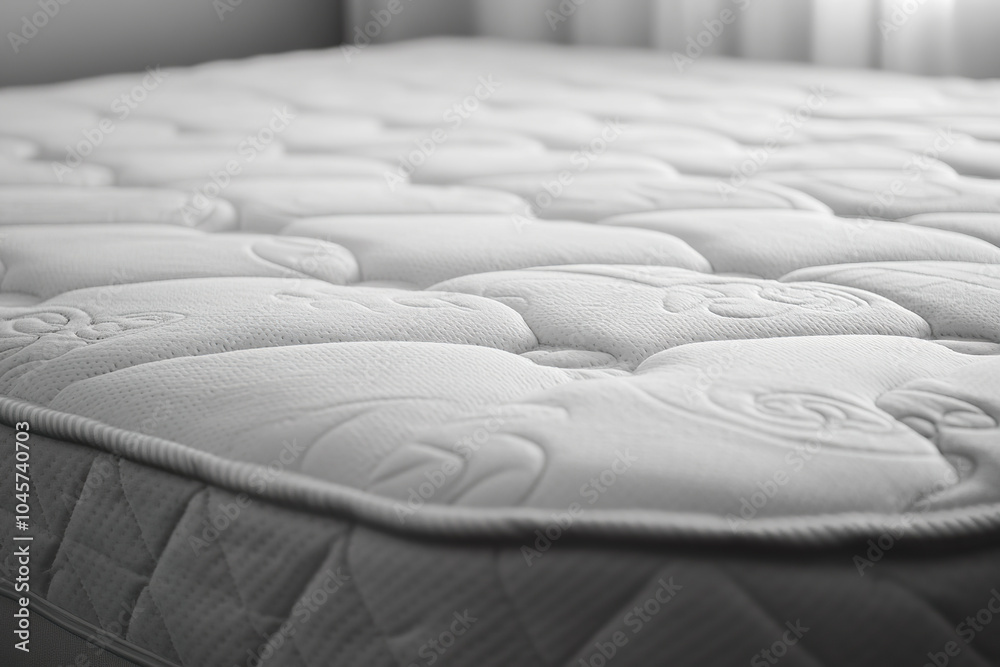 Obraz premium Comfortable White Mattress with Textured Surface in Bright Bedroom Setting