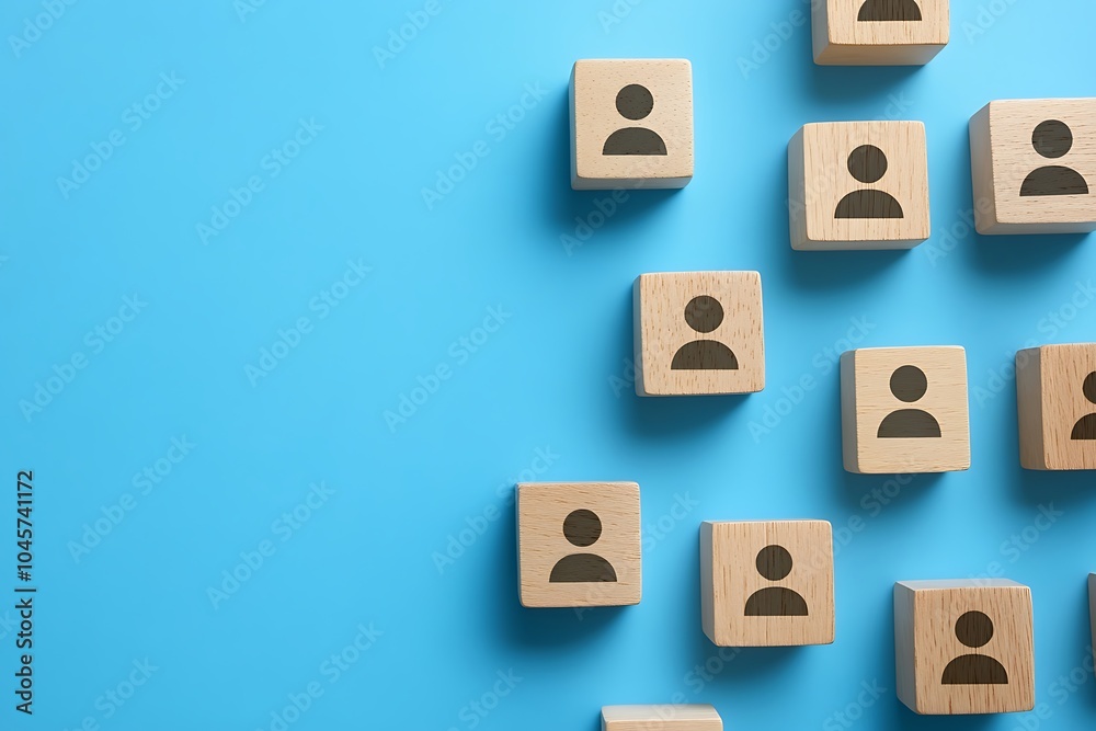 People Icons on Wooden Blocks - Team Building Concept People Icons on Wooden Blocks - Team Building Concept