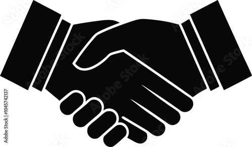 Handshake Icon, Handshake Silhouette Vector, Business Agreement Handshake Vector