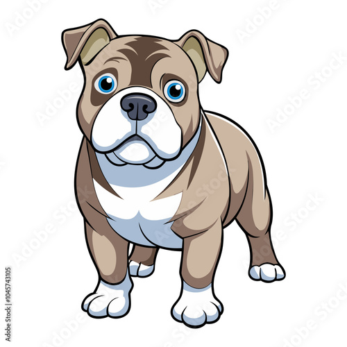Alapaha Blue Blood Bulldog vector illustration isolated on white background in cartoon style.