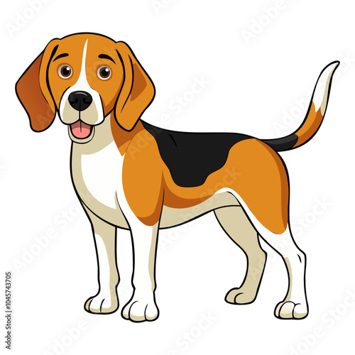Beagle-Harrier Dog breed vector illustration isolated on white background in cartoon style.