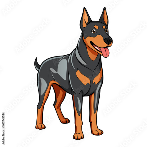 Beauceron Dog breed vector illustration isolated on white background in cartoon style.