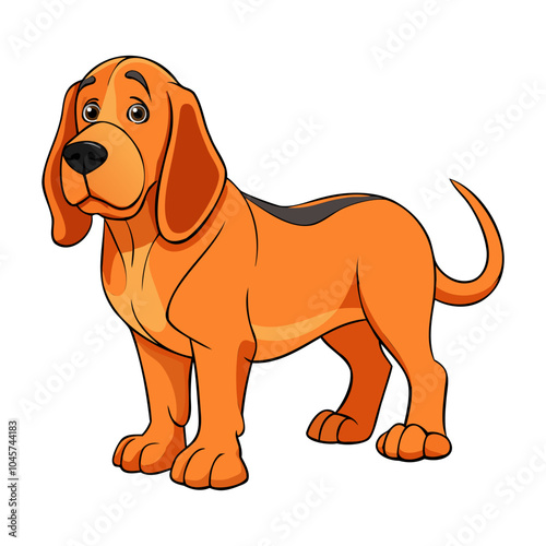 Bloodhound dog breed vector illustration isolated on white background in cartoon style.