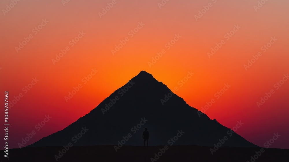 Silhouette at Sunset Over Mountain Peak