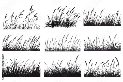 Natural Grass Silhouette Vector Graphic