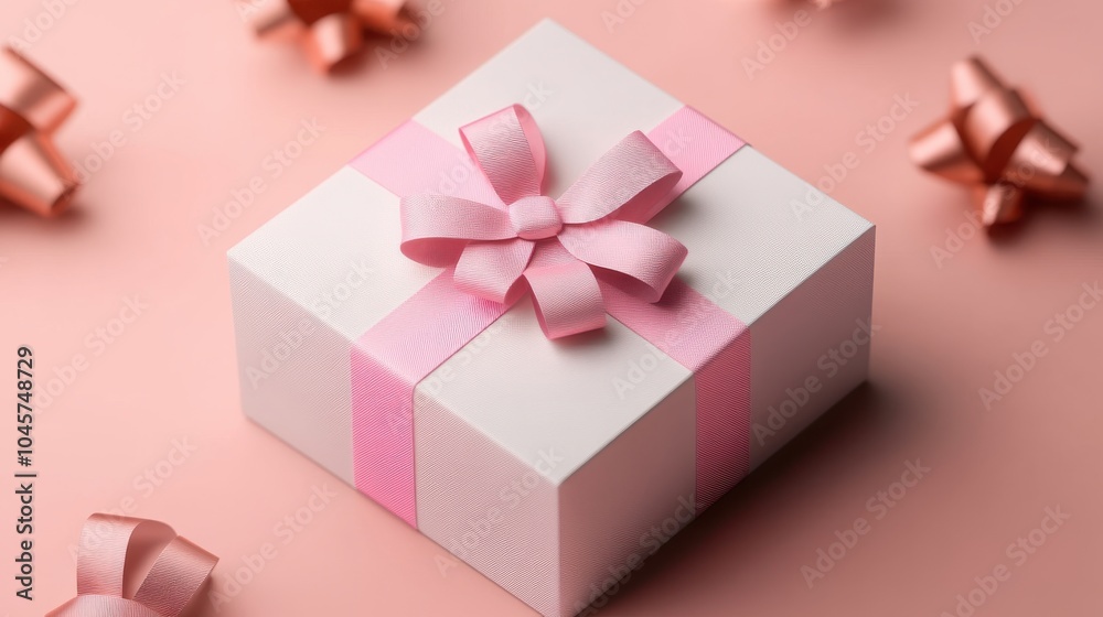 Fototapeta premium Elegant Customized Gift Box with Pink Ribbon