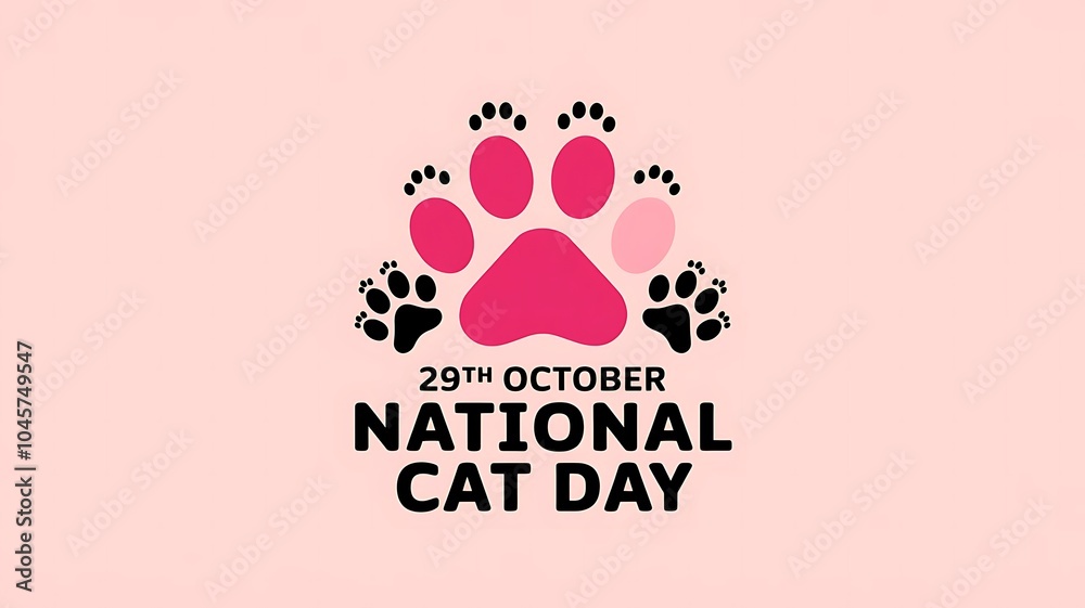 Playful and Vibrant Logo Design for International Cat Day with Stylized Pink Cat Paw Prints and Modern Typography on a Soft Pink Background Playful and Vibrant Logo Design for International Cat Day with Stylized Pink Cat Paw Prints and Modern Typography on a Soft Pink Background