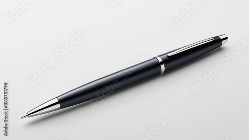 Realistic ballpoint pen mockup perfect for showcasing branding or logo designs, ideal for corporate presentations, promotional materials, and stationery displays.