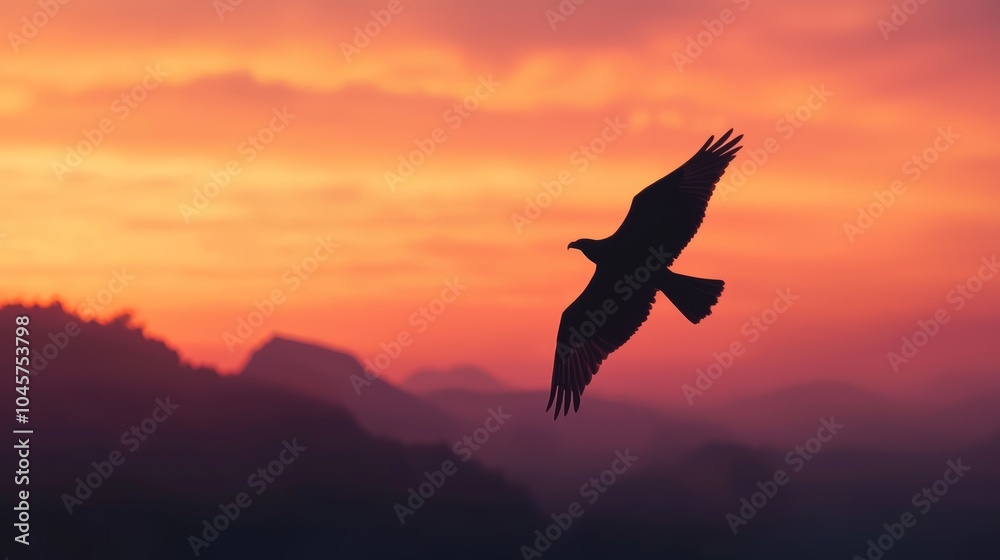Fototapeta premium Majestic Bird in Flight at Sunset