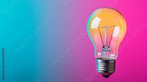 Colorful Light Bulb on Gradient Background