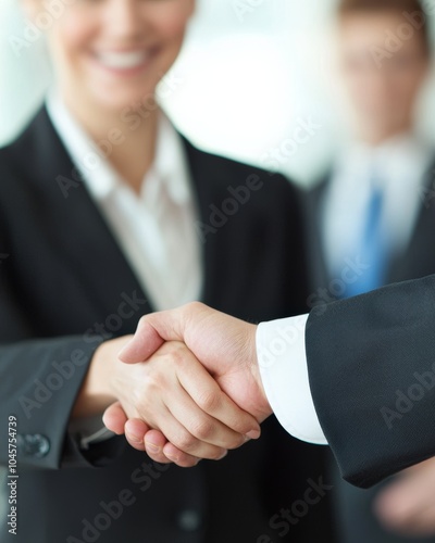 Professional Business Handshake in Office Setting