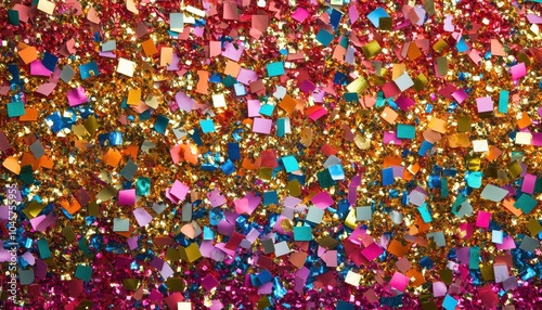 Colorful confetti art creating a vibrant chaotic background for celebrations