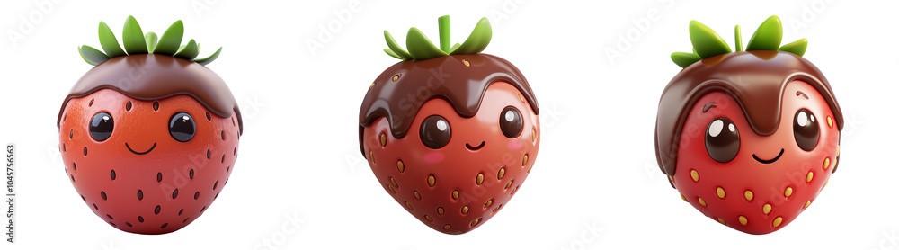 Obraz premium Illustration of chocolate-covered strawberries isolated transparent background perfect for dessert or food-themed designs