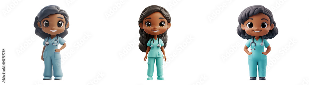 Illustration of young female doctors isolated transparent background perfect for healthcare or professional-themed designs Illustration of young female doctors isolated transparent background perfect for healthcare or professional-themed designs