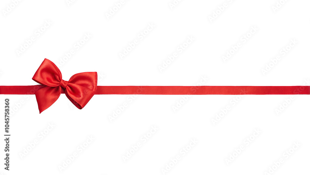 Red bow on isolated white background, watercolor illustration, Generative AI