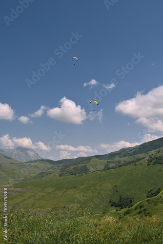 Beautiful mountain view with forests and rocks. North Ossetia