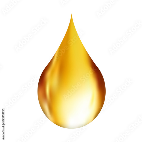Drop of olive oil or oily cosmetic liquid dripping, vector illustration