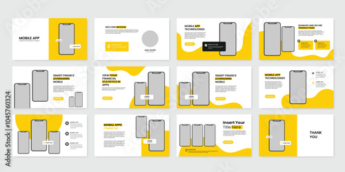 mobile app presentation slide design template. app presentation template