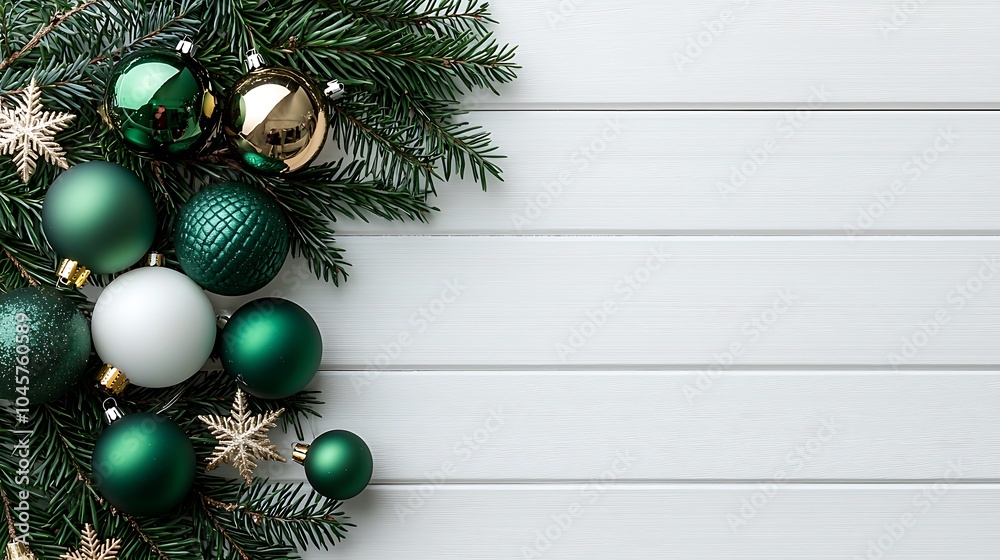Classic Christmas Decorations with Fir and Baubles Classic Christmas Decorations with Fir and Baubles