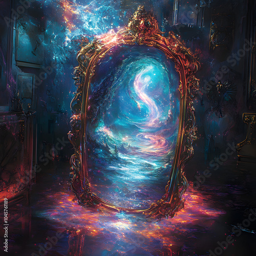 magic mirror in dark room