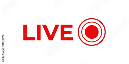 Online live stream logo. Red video broadcast icon.