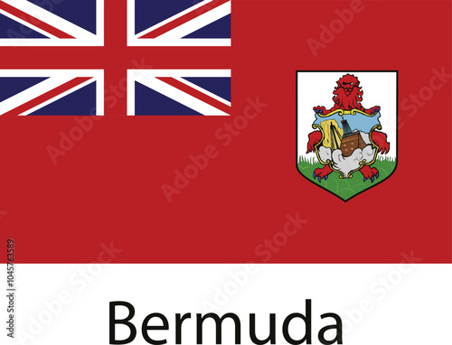 The national flag of Bermuda, featuring the Union Jack in the upper hoist corner and the Bermuda coat of arms in the lower fly.