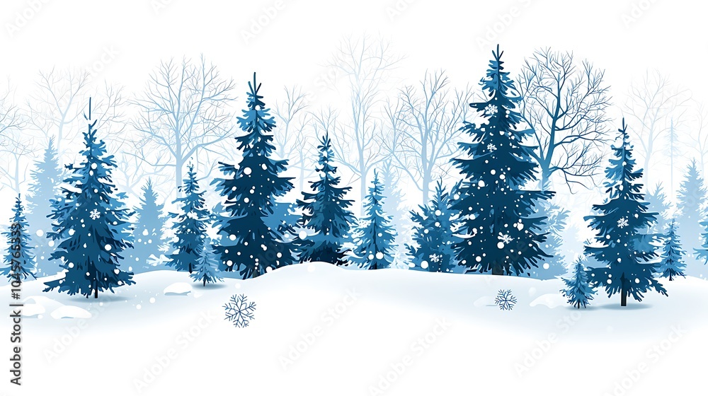 Serene Winter Forest with Snowy Background Serene Winter Forest with Snowy Background