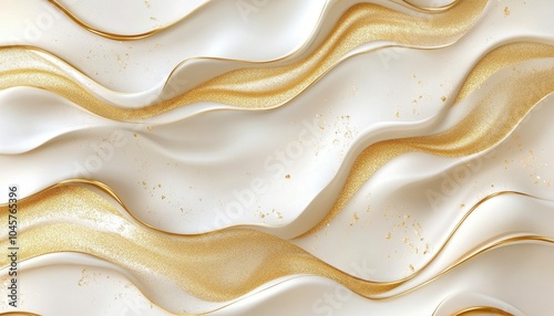 Flowing liquid gold over a smooth, textured white surface in an artistic composition