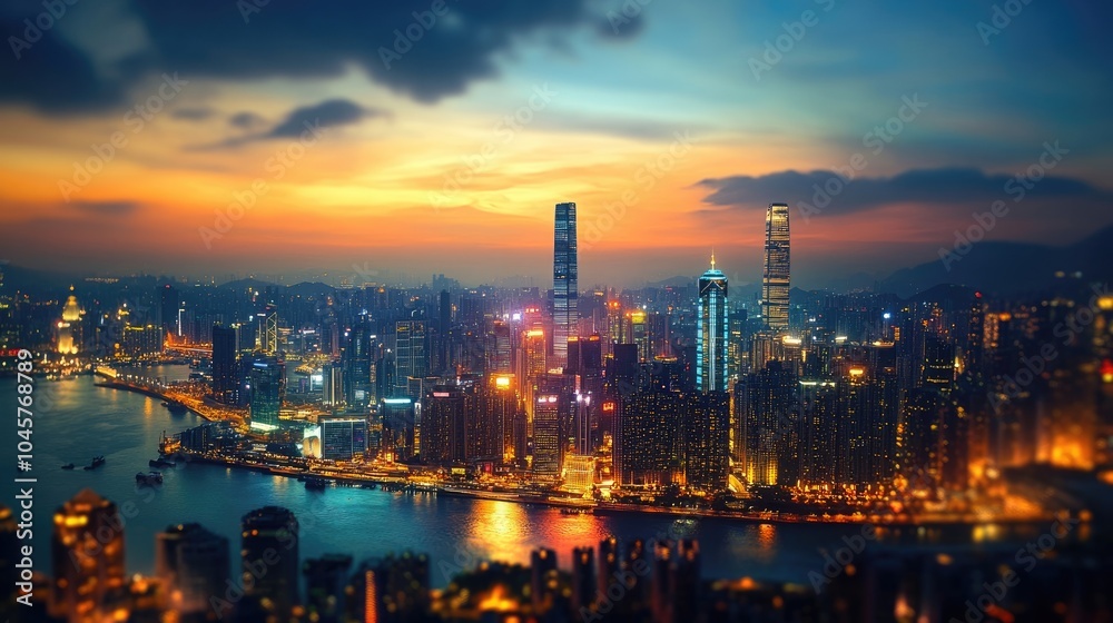 An elegant city skyline at dusk, illuminated by lights that inspire ambition and dreams. An elegant city skyline at dusk, illuminated by lights that inspire ambition and dreams.