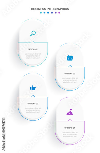 Vertical progress bar featuring 4 arrow-shaped elements, symbolizing the four stages of business strategy and progression. Clean timeline infographic design template. Vector for mobile presentation.