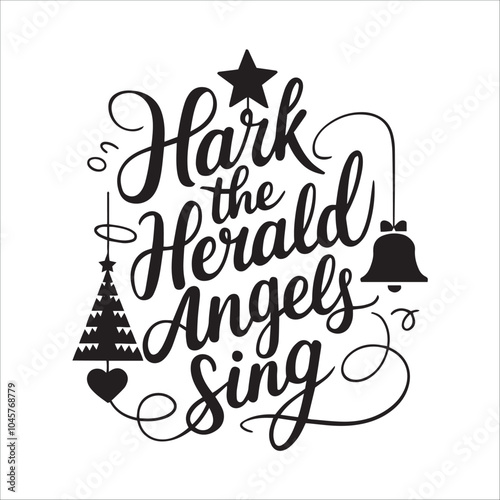 Canvas-taulu Christmas Quote Tshirt Design, Christmas SVG, Christmas Ilustration, Hark the he