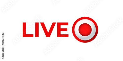 Online live stream logo. Red video broadcast icon.