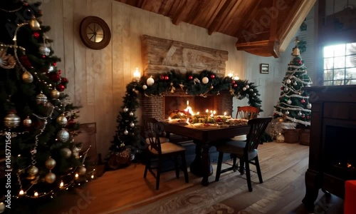 christmas tree with fireplace, fireplace with christmas decorations, christmas tree with christmas decorations