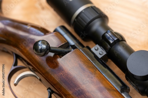 detail close up photo of rifle