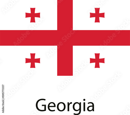 A depiction of the national flag of Georgia, a white field with a large red cross and four smaller red crosses at the corners.