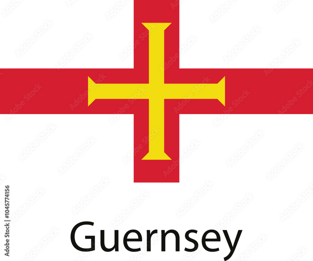 The flag of Guernsey, a British Crown dependency in the Channel Islands. The flag of Guernsey, a British Crown dependency in the Channel Islands.
