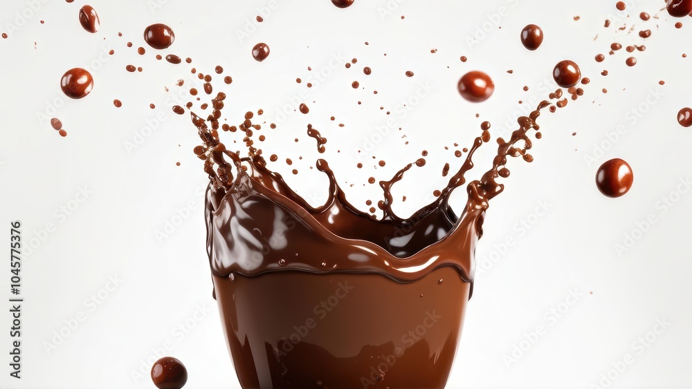 A dynamic splash of chocolate from a glass, showcasing its rich texture and color.