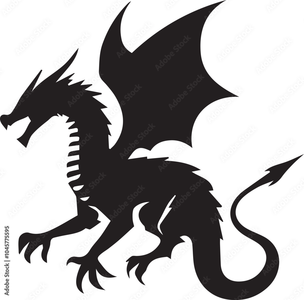 Fototapeta premium Dragon silhouette vector EPS 