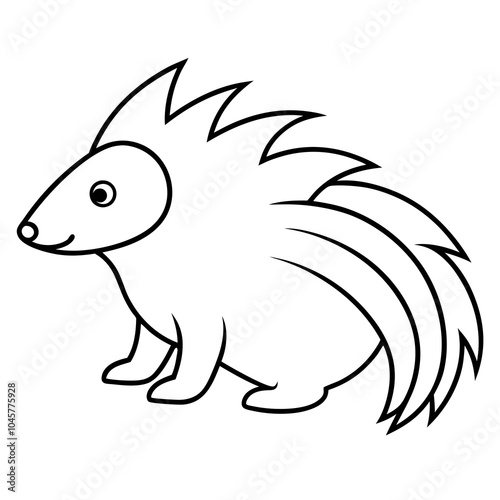 Outline vector Porcupine mascot line art coloring page vector illustration