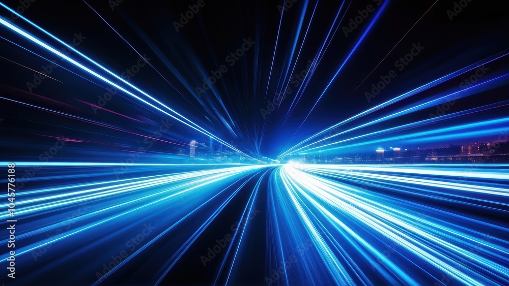 A dynamic representation of light trails, suggesting speed and motion in a night scene.