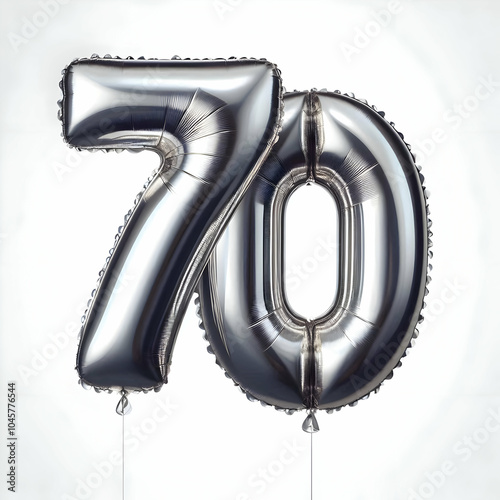 number 70 silver balloon isolated