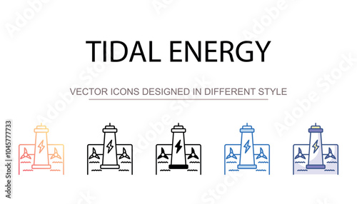 Tidal Energy icon design with white background stock illustration