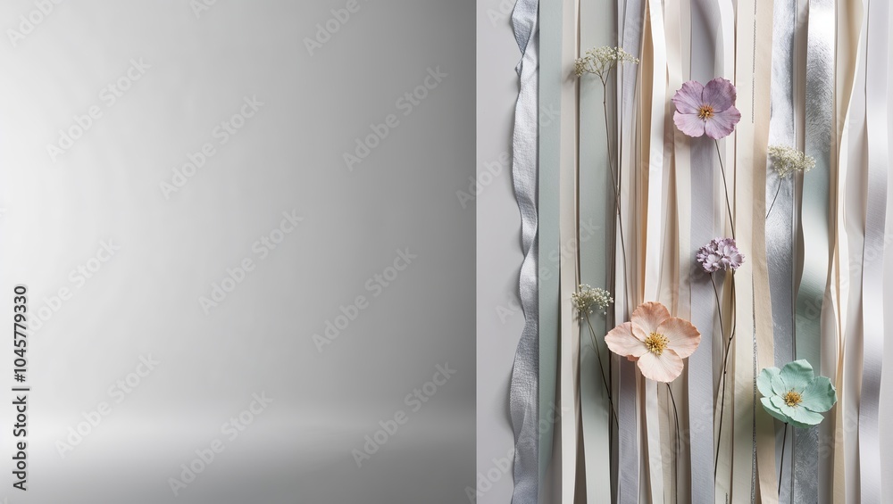 Floral Arrangement with Paper Ribbons and Flowers